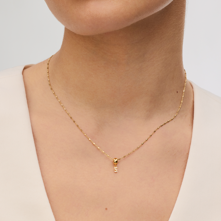 Gold Pavé Letter Necklace on model