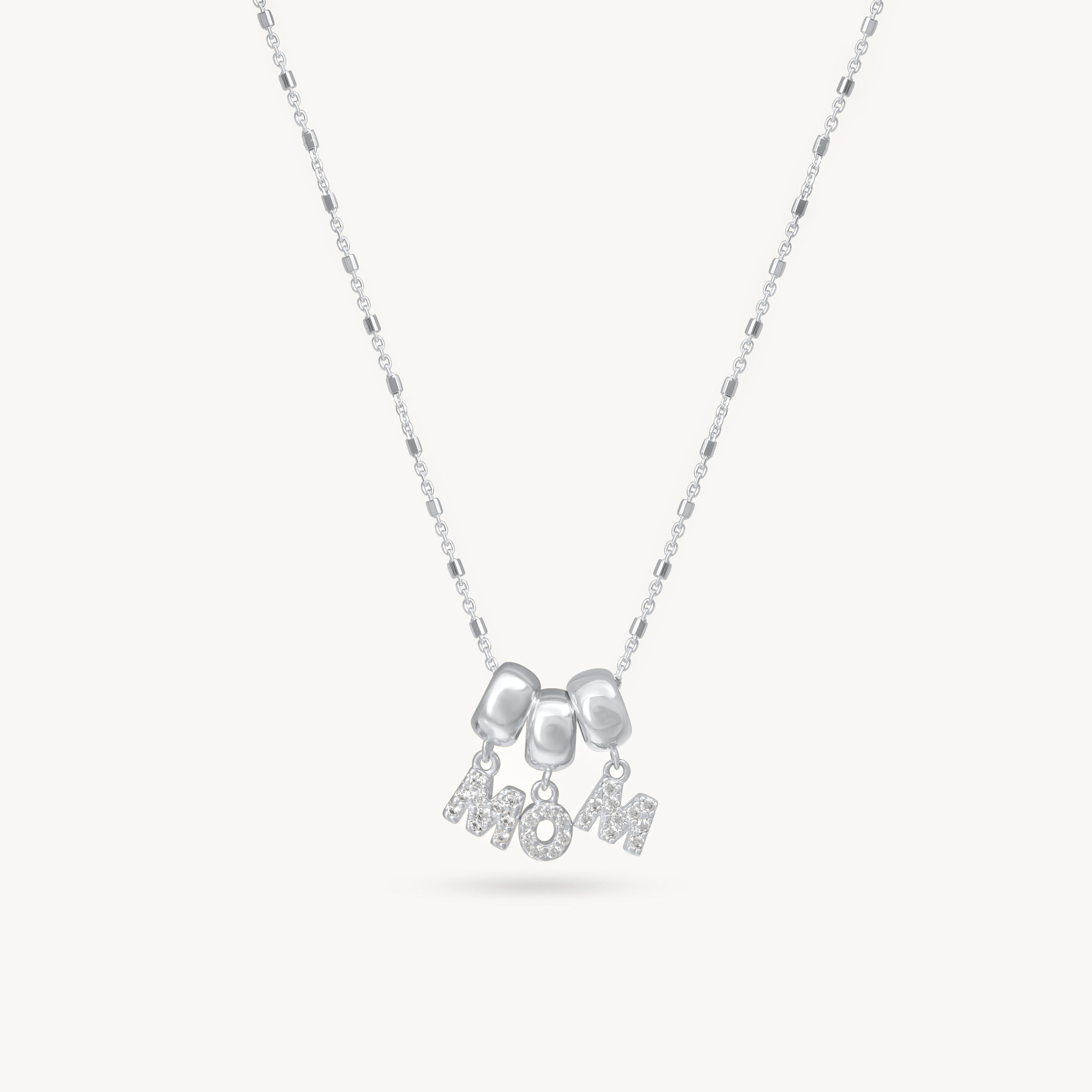 Silver Pavé Mom Necklace