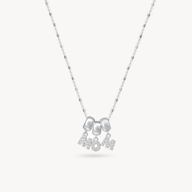 Silver Pavé Mom Necklace