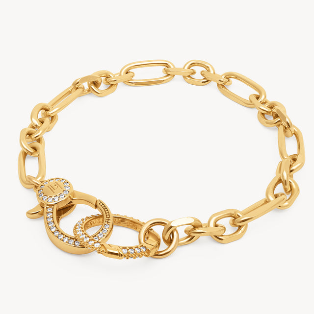 Gold Pavé Link Charm Bracelet
