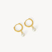 Gold Pearl Drop Hoops