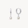 Silver Pearl Drop Hoops