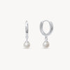 Silver Pearl Drop Hoops