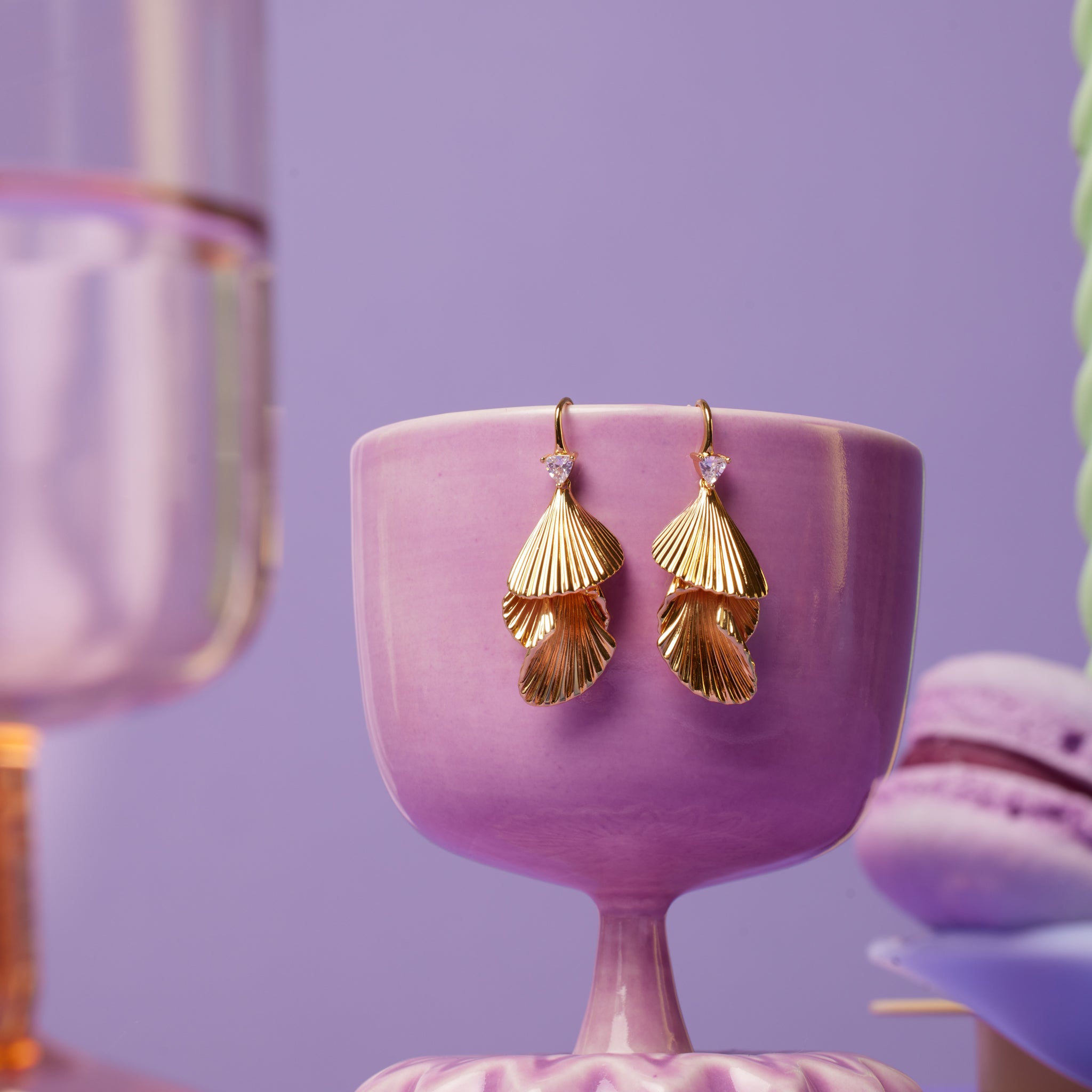 Petal Drop Earrings on tea cup