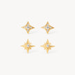 Petite Starburst Stud Earring Set in Gold
