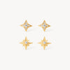 Petite Starburst Stud Earring Set in Gold