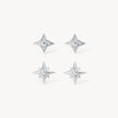 Petite Starburst Stud Earring Set in Silver