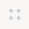 Petite Starburst Stud Earring Set in Silver