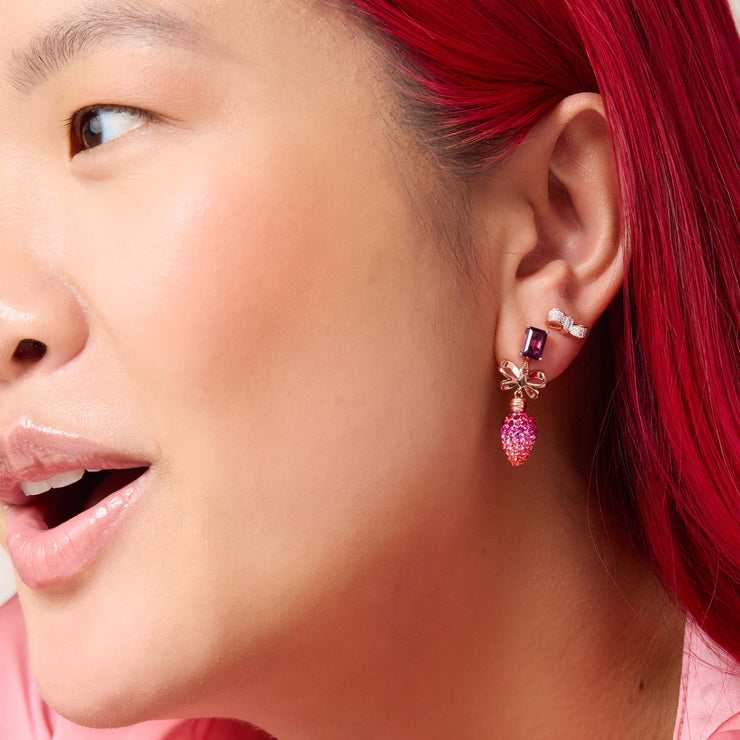 Lightbulb Convertible Earrings - Prismatic Pink on model