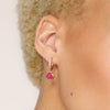 Holiday Sparkle Bezel Hoop Earrings Prismatic Pink on model
