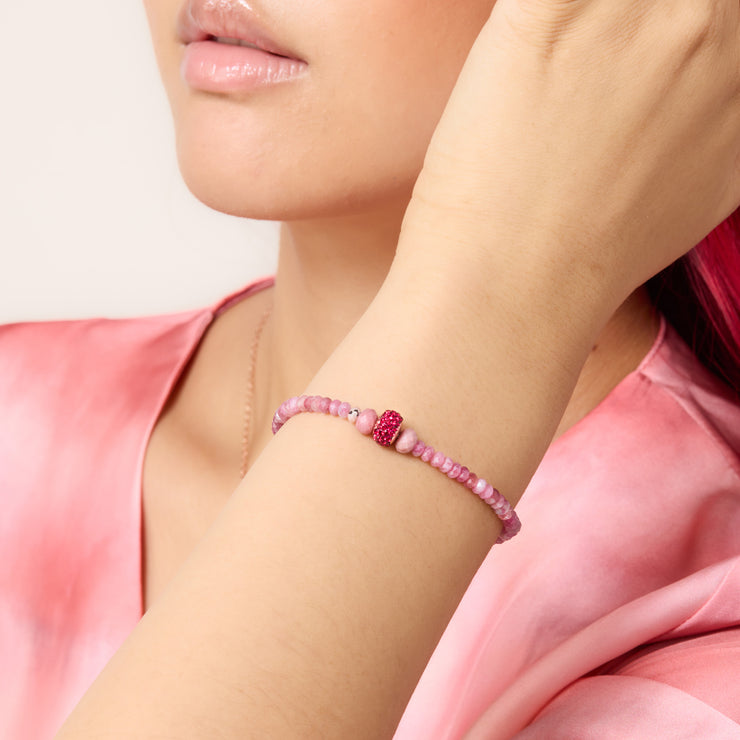 Prismatic Pink Holiday Sparkle Stretch Bracelet on model