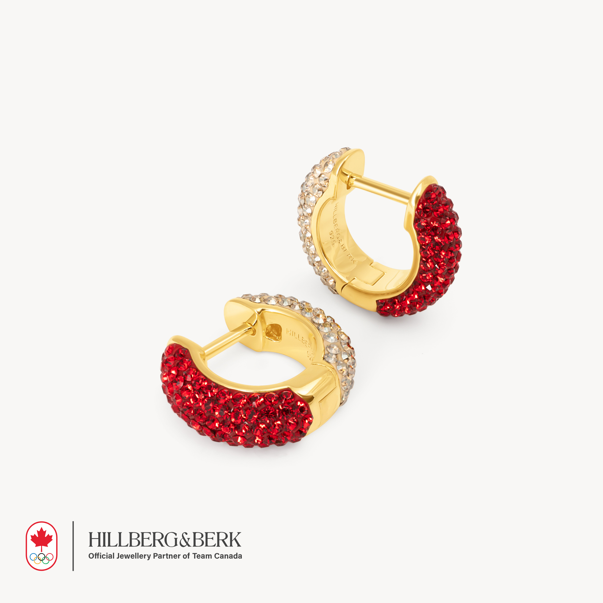 Red & Soft Gold Reversible Sparkle Hoop Earrings
