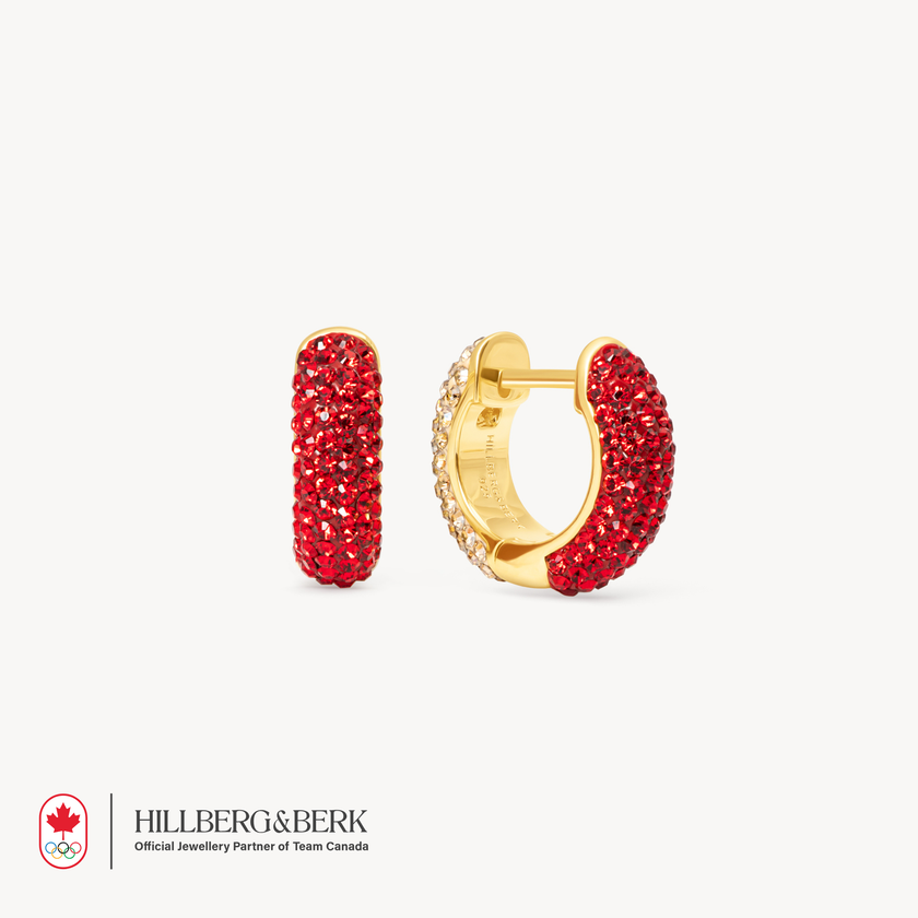 Red & Soft Gold Reversible Sparkle Hoop Earrings