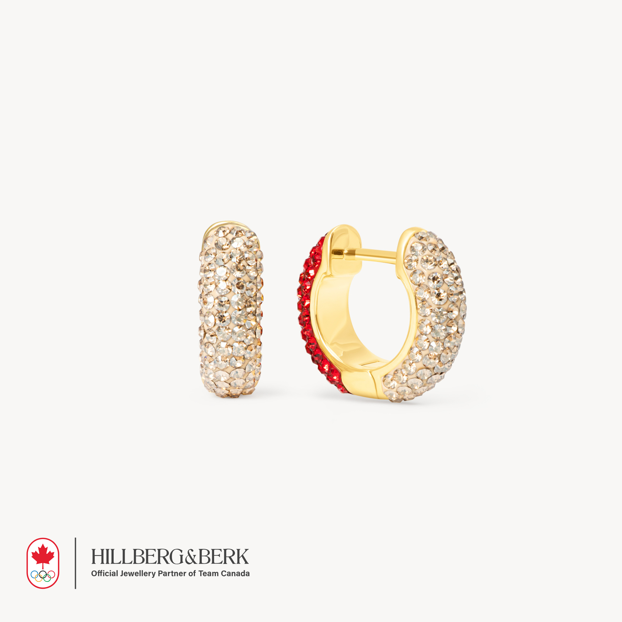 Red & Soft Gold Reversible Sparkle Hoop Earrings