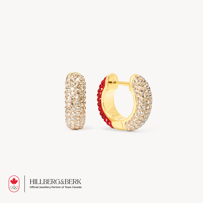 Red & Soft Gold Reversible Sparkle Hoop Earrings