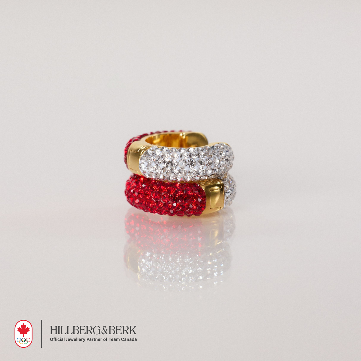 Red & White Small Reversible Sparkle Hoop Earrings