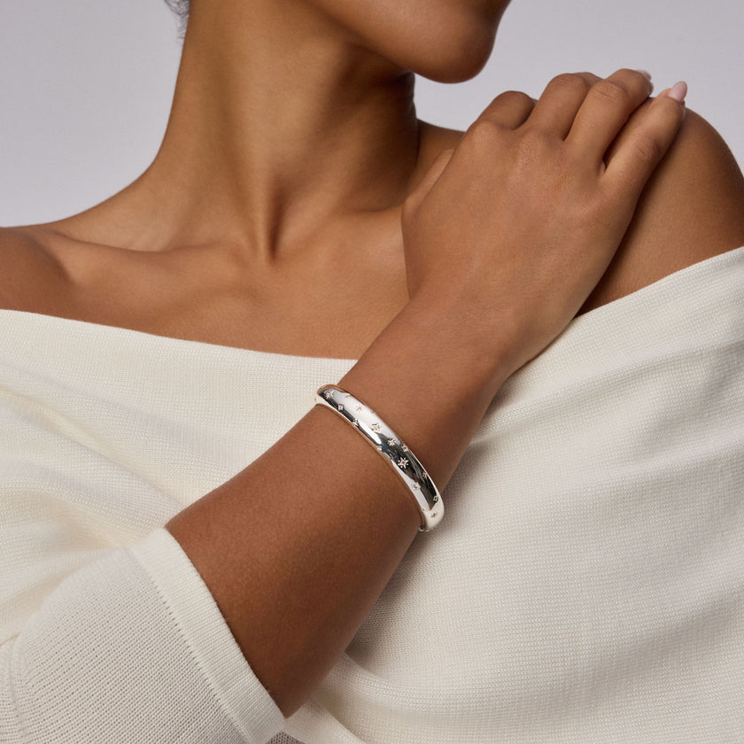 Starburst Sparkle Reversible Cuff Bracelet on model