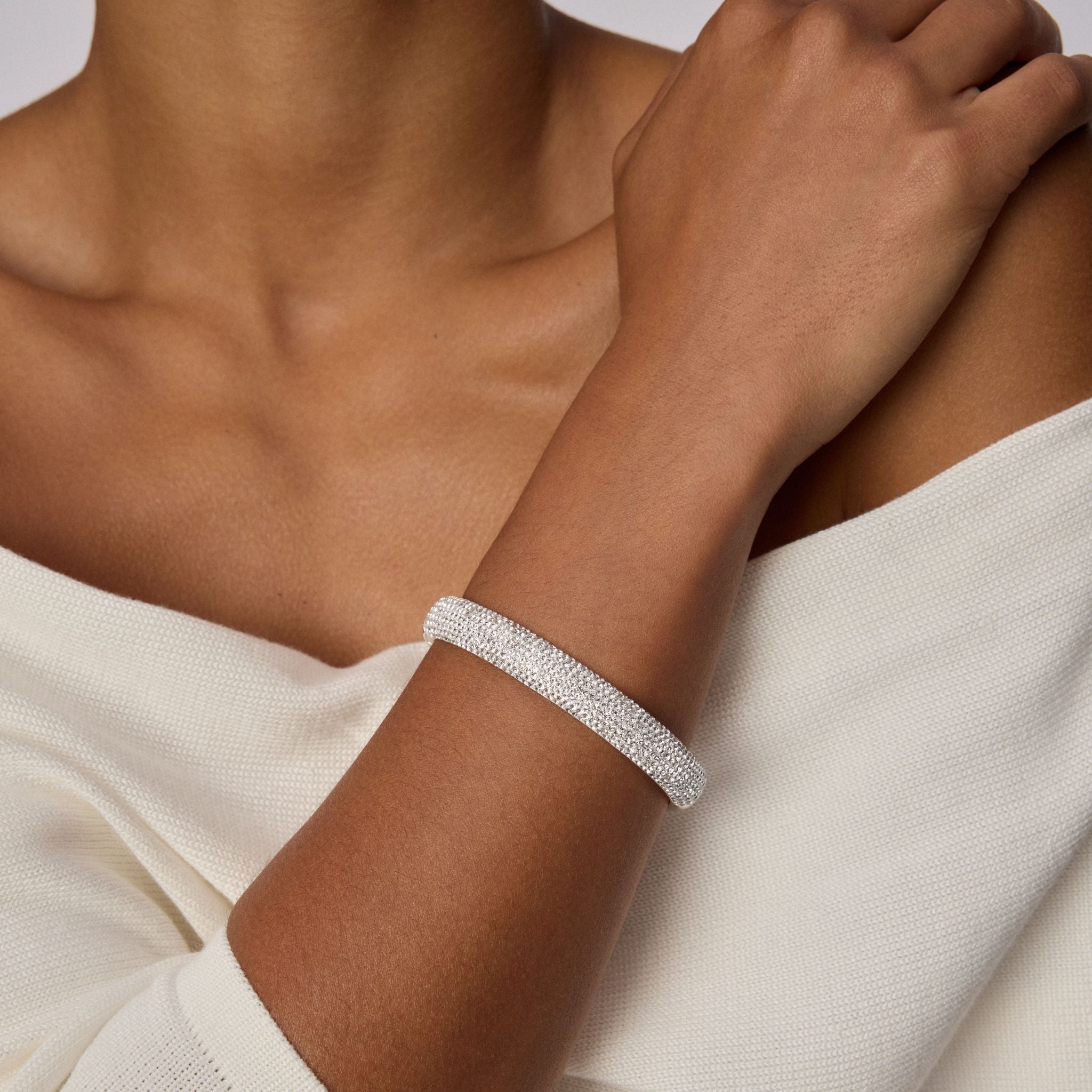 Starburst Sparkle Reversible Cuff Bracelet on model