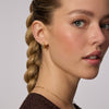 Champagne Starburst Sparkle Reversible Hoop Earrings on model