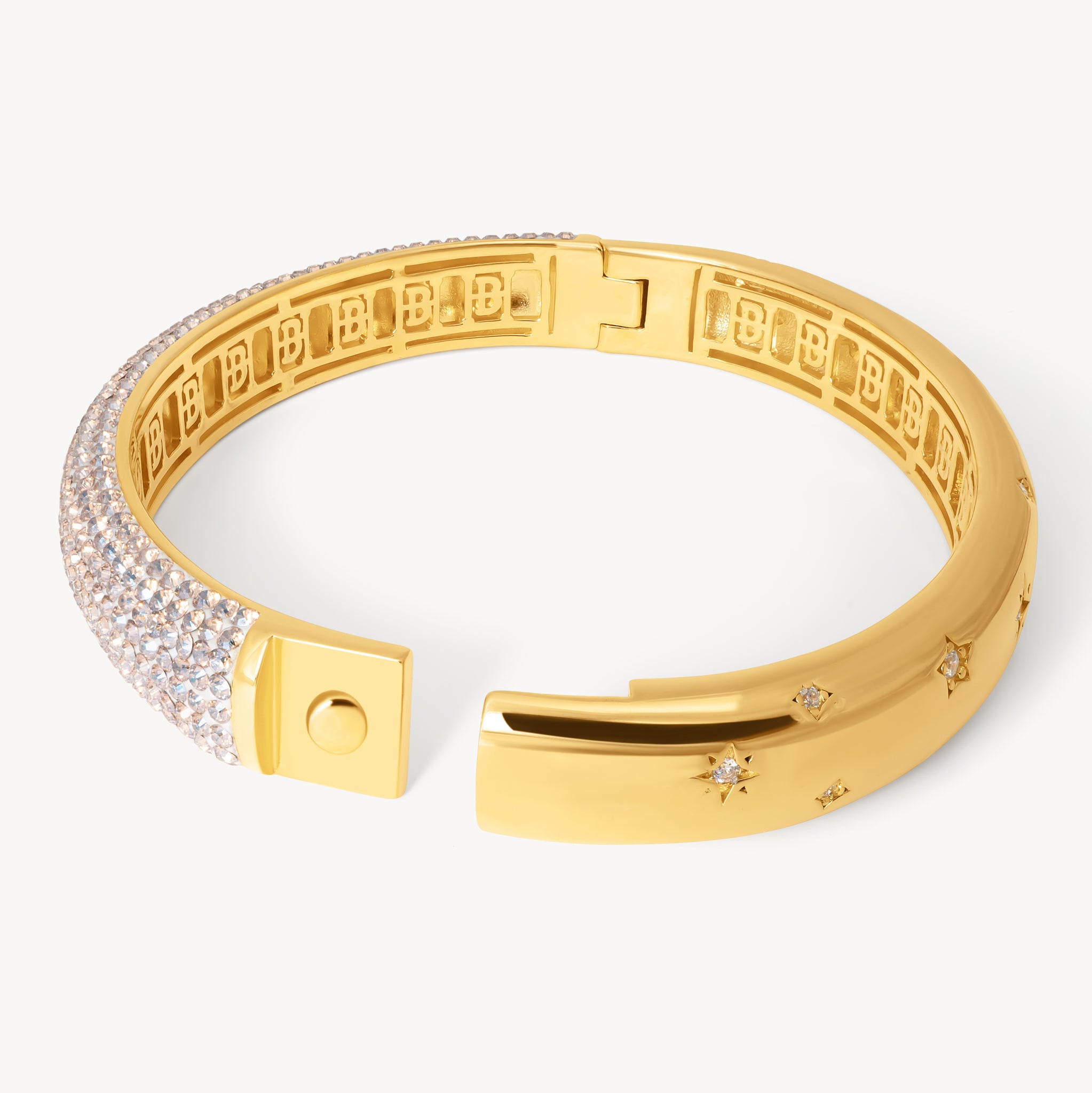 Champagne Starburst Sparkle Reversible Cuff Bracelet