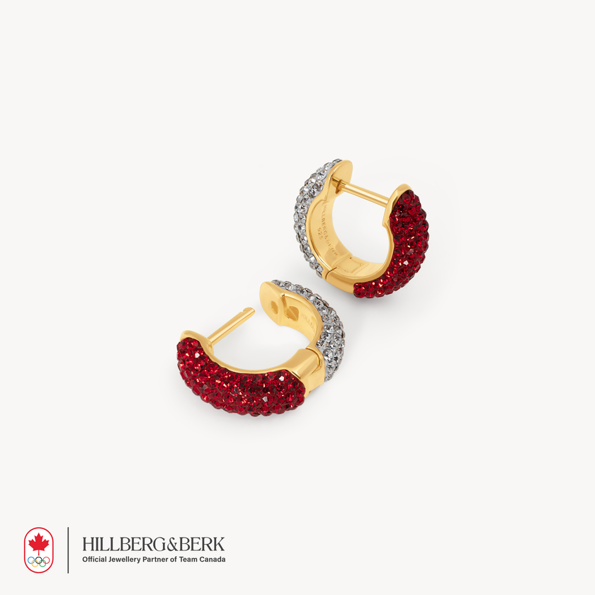 Red and White Sparkle Reversible Hoop Earrings