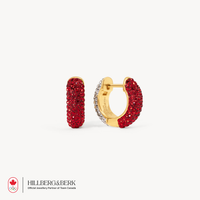 Red & Soft Gold Small Reversible Sparkle Hoop Earrings