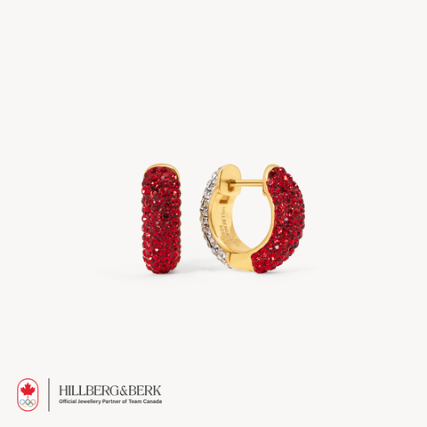 Red and White Sparkle Reversible Hoop Earrings