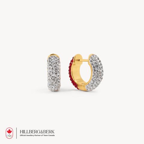 Red and White Sparkle Reversible Hoop Earrings