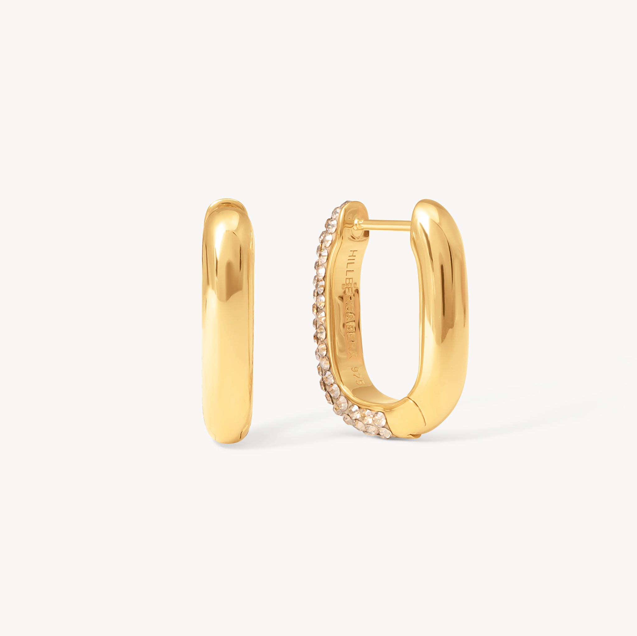 Soft Gold Reversible Sparkle Link Hoop Earrings
