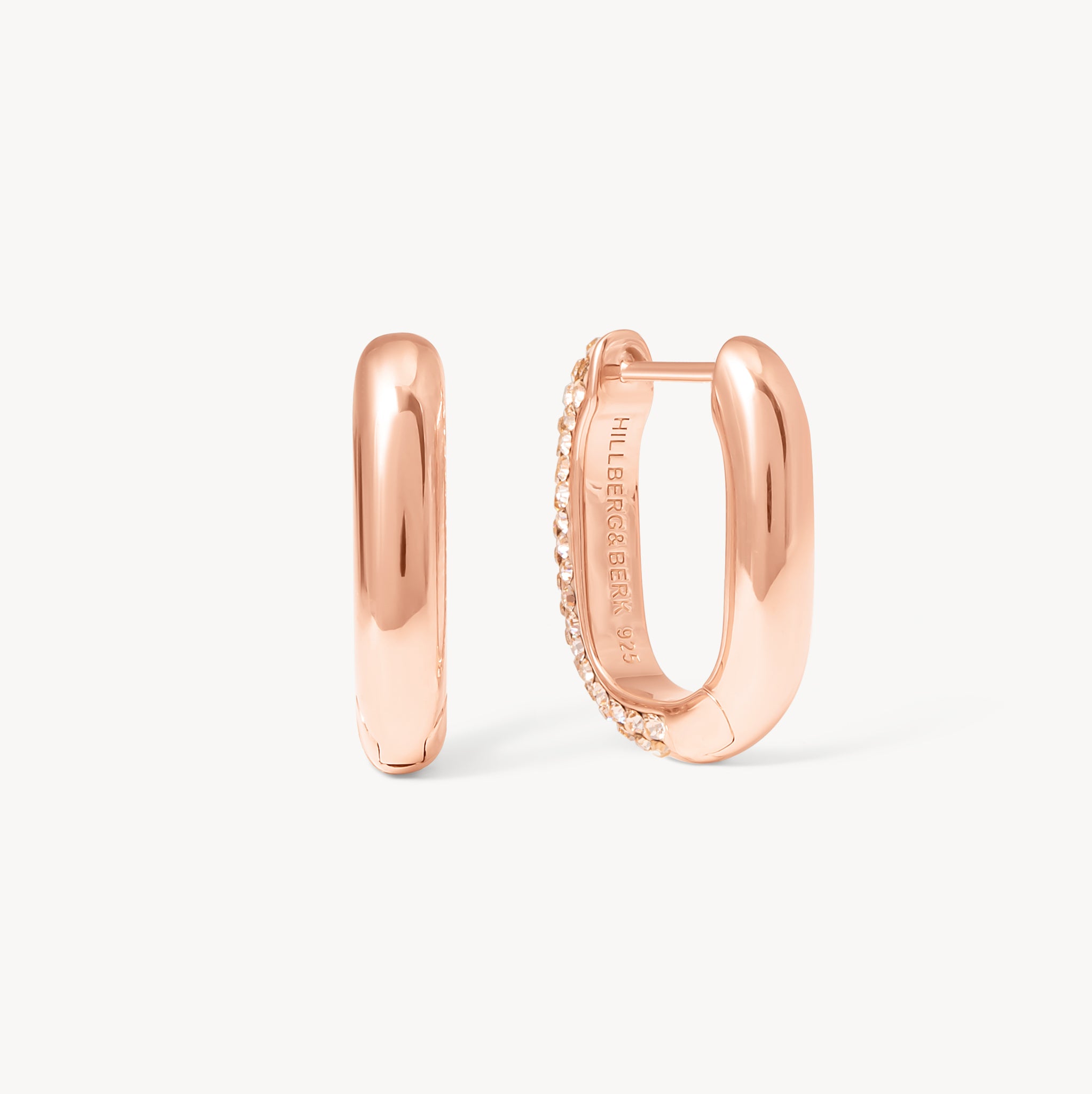 Rose Gold Reversible Sparkle Link Hoop Earrings