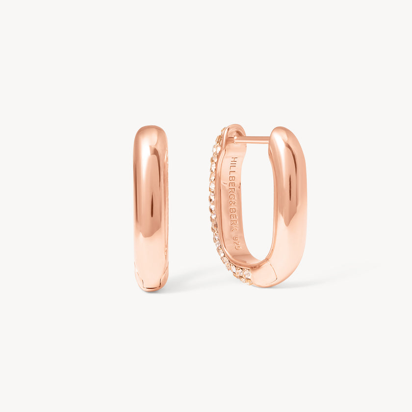 Rose Gold Reversible Sparkle Link Hoop Earrings