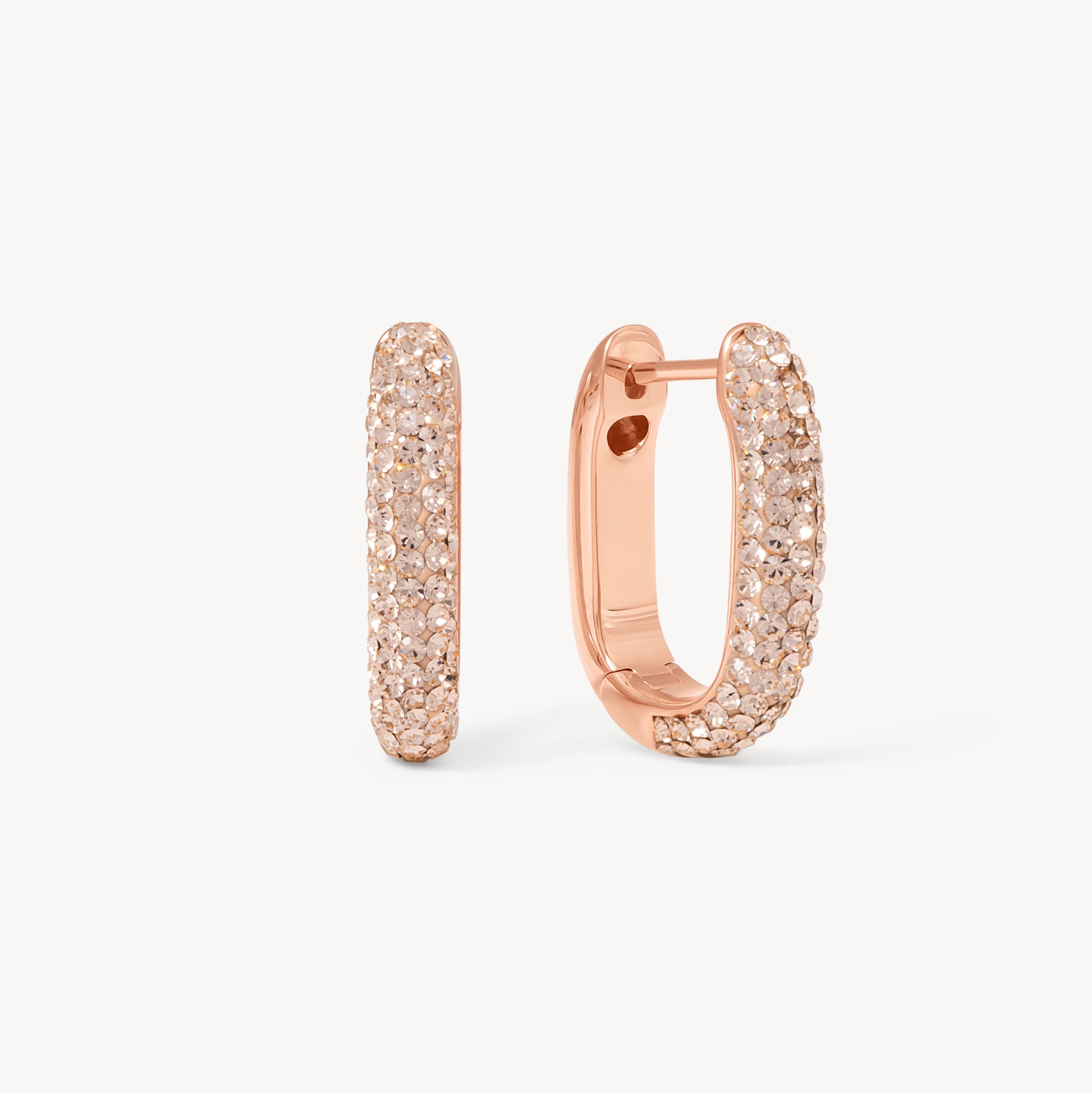 Rose Gold Reversible Sparkle Link Hoop Earrings