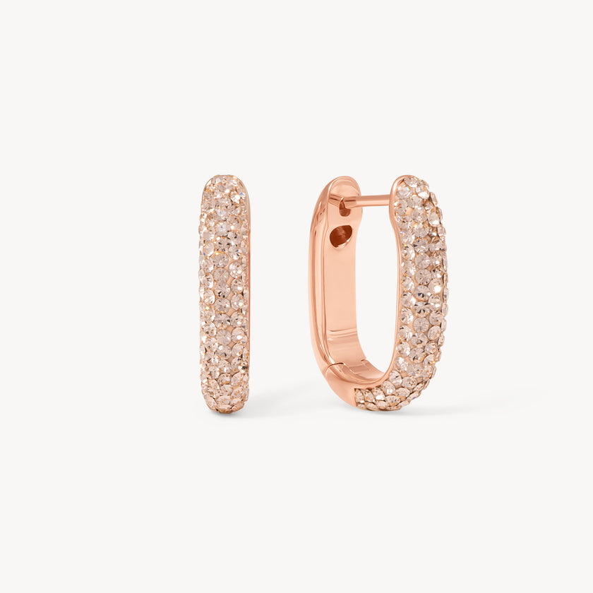 Rose Gold Reversible Sparkle Link Hoop Earrings
