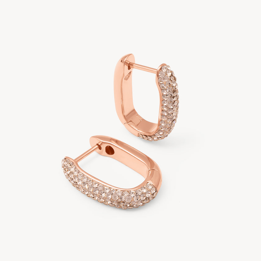 Rose Gold Reversible Sparkle Link Hoop Earrings
