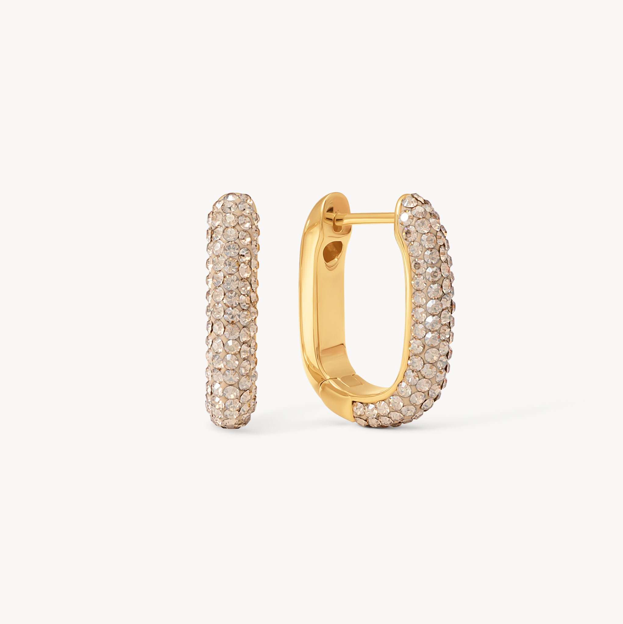 Soft Gold Reversible Sparkle Link Hoop Earrings