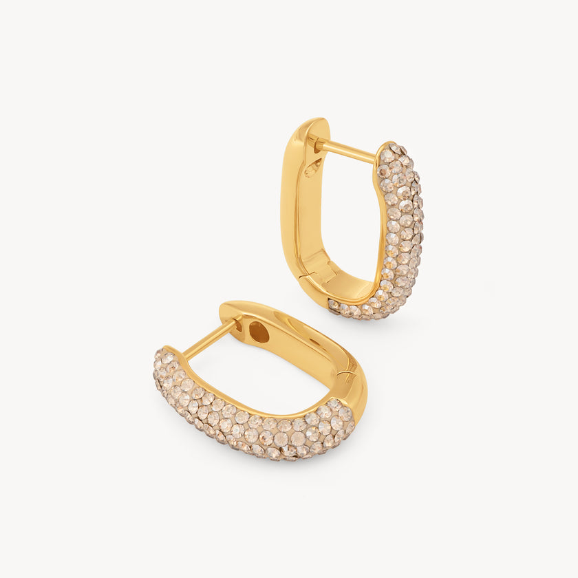 Soft Gold Reversible Sparkle Link Hoop Earrings
