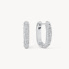 White Reversible Sparkle Link Hoop Earrings