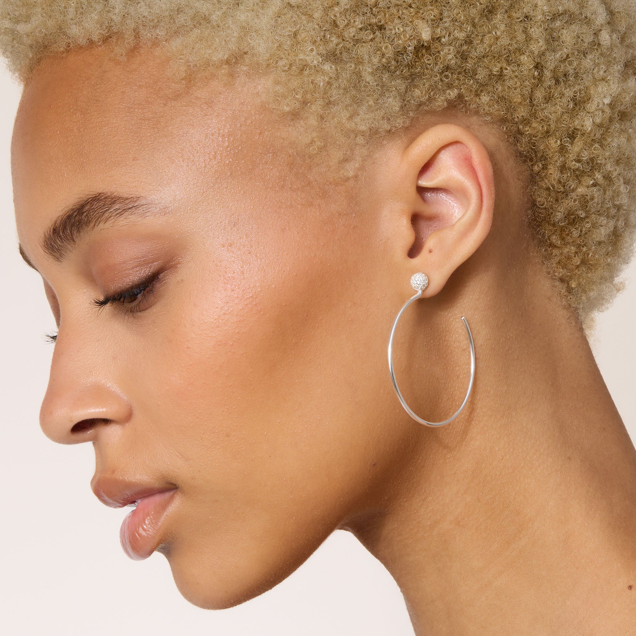 Revolve Pavé Hoop Earrings Silver on model