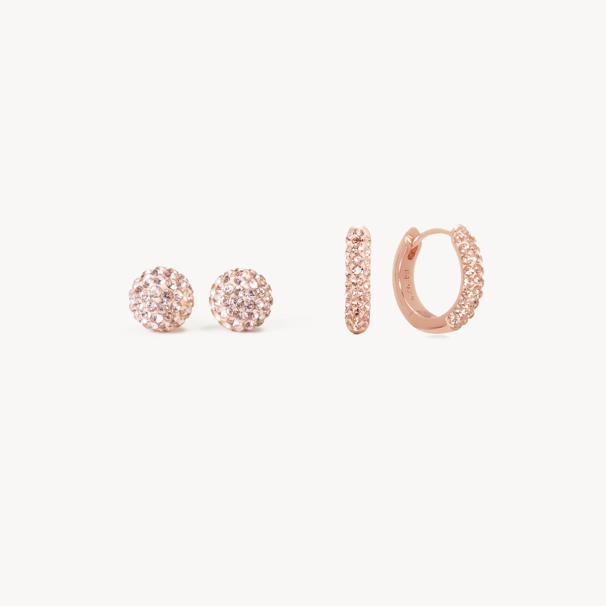 Always On Sparkle Hoops and Studs Gift Set Rose Gold