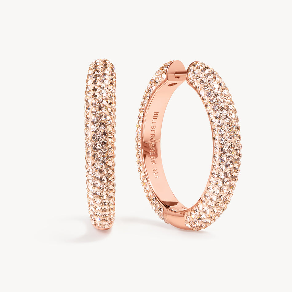 Rose Gold Large Sparkle Hoop Earrings