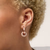 Lux Sparkle Charm Hoop Earrings Rose Gold on model
