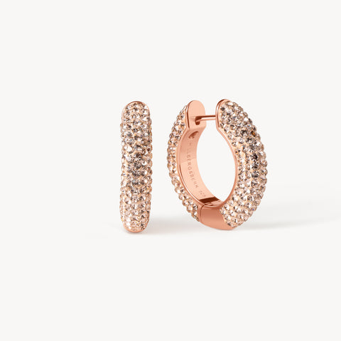 Rose Gold Medium Sparkle Hoop Earrings