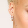 Sparkle Bezel Hoop Earrings Rose Gold on model