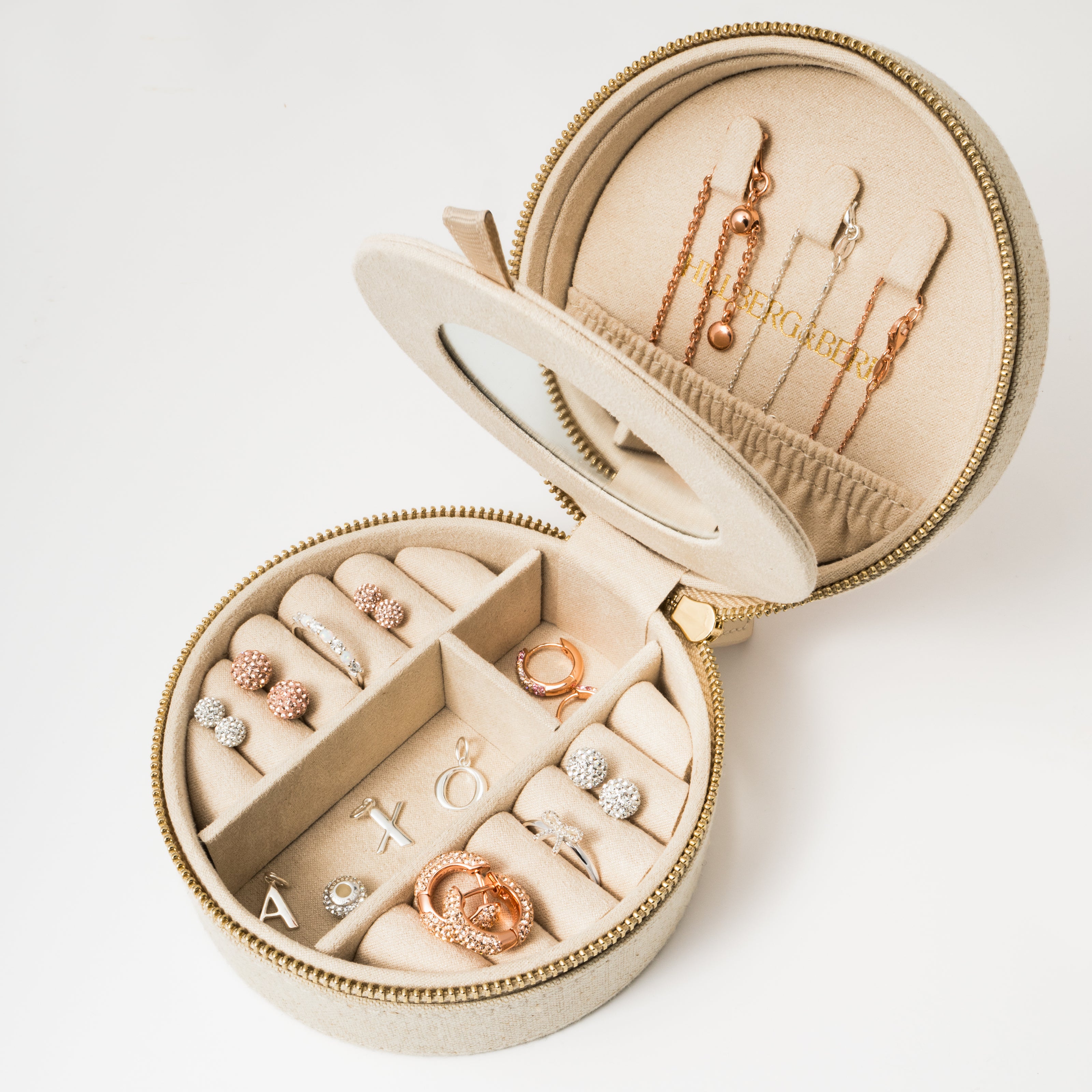 Linen Jewelry Case with jewelry inside