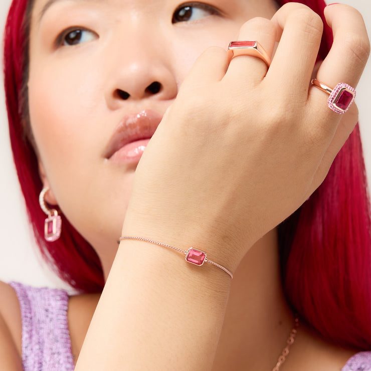 Slider Bracelet - Rose Pink on model