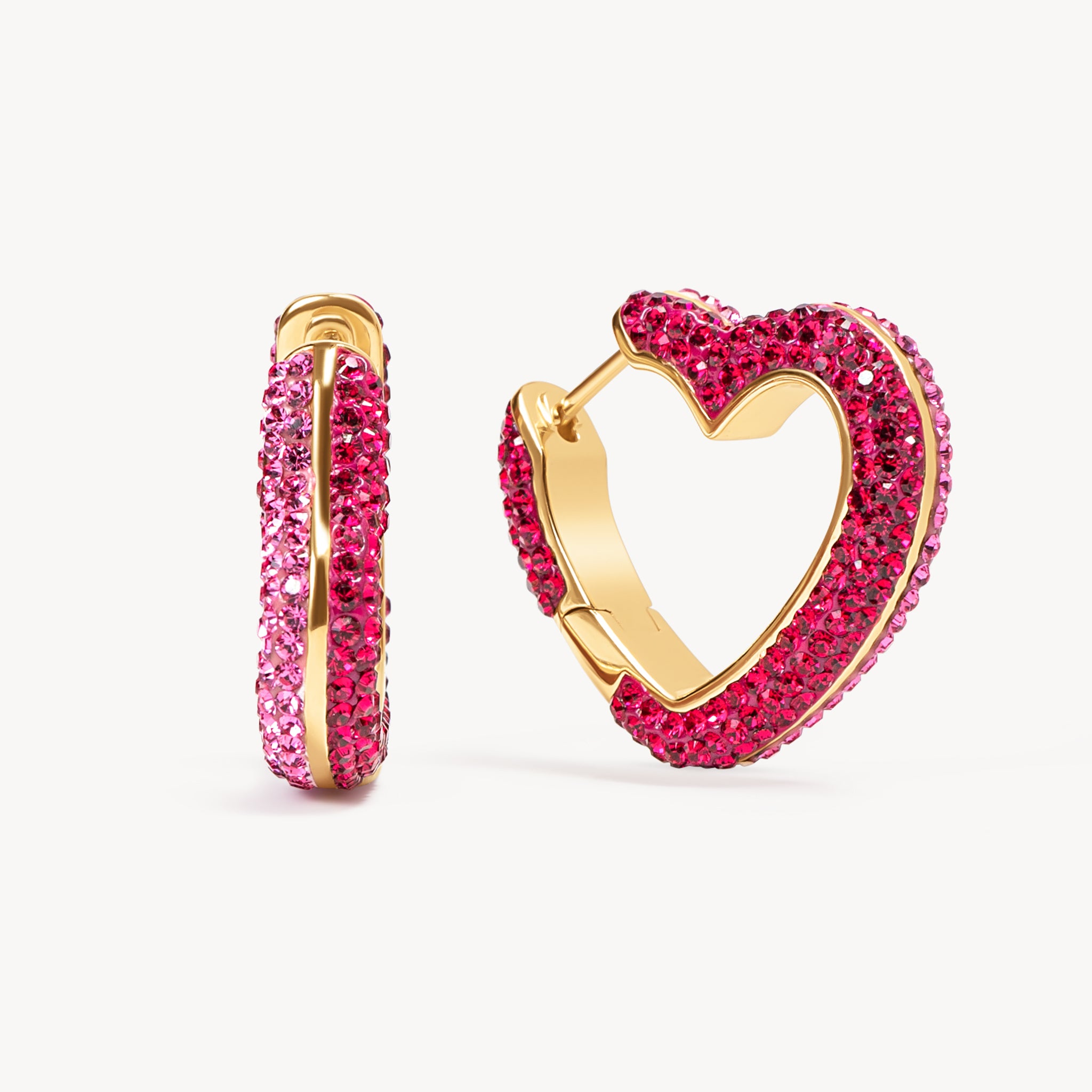 Ruby Rose Heart Sparkle Hoop Earrings