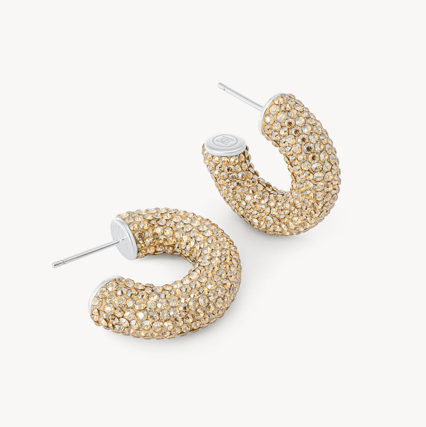 Soft Gold Sparkle Chunky Hoop Earrings