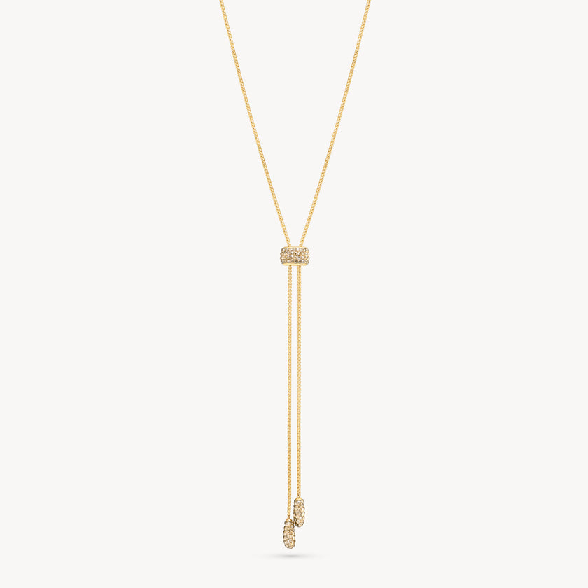 Soft Gold Sparkle Bolo Tie Necklace