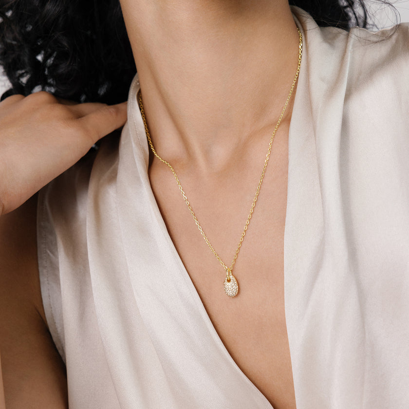 Soft Sparkle Pebble Necklace on model