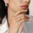 Soft Gold Sparkle Fluted Ring on model